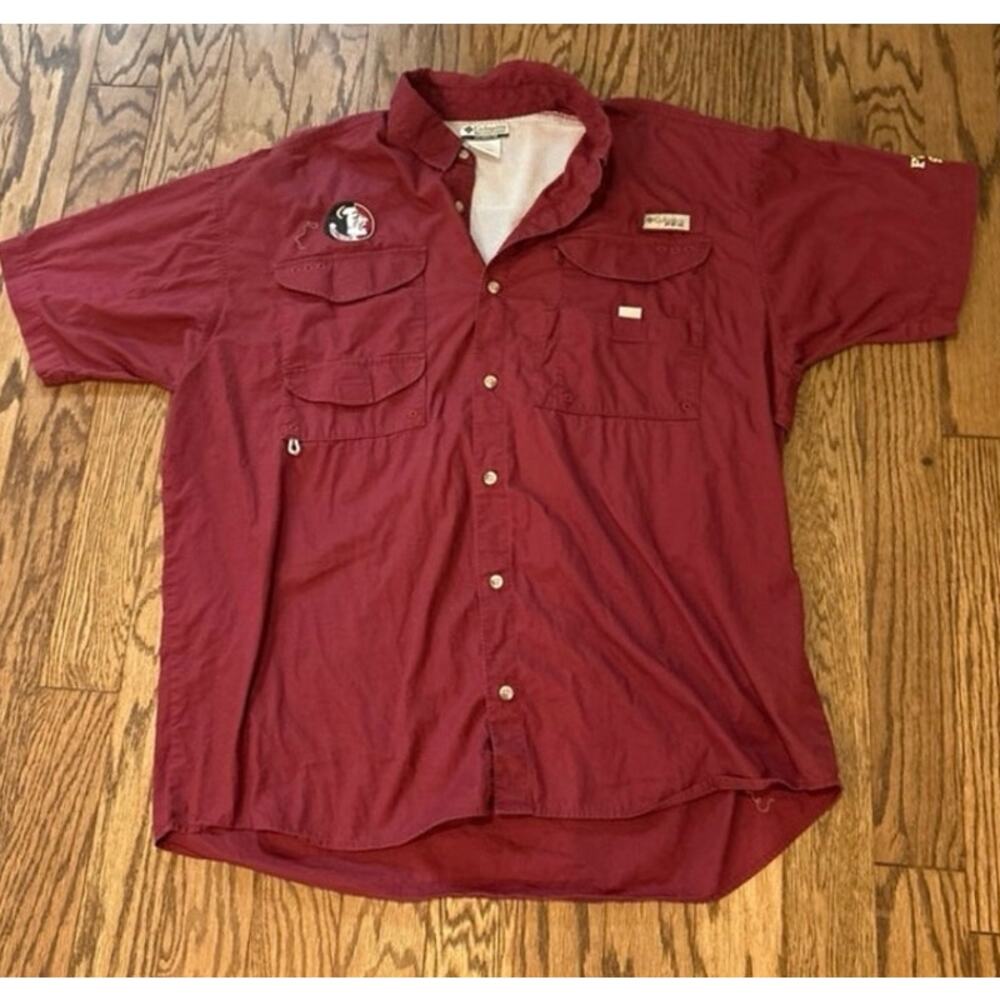 Men’s Large Columbia Florida State University Seminoles Vented Fishing Shirt EUC